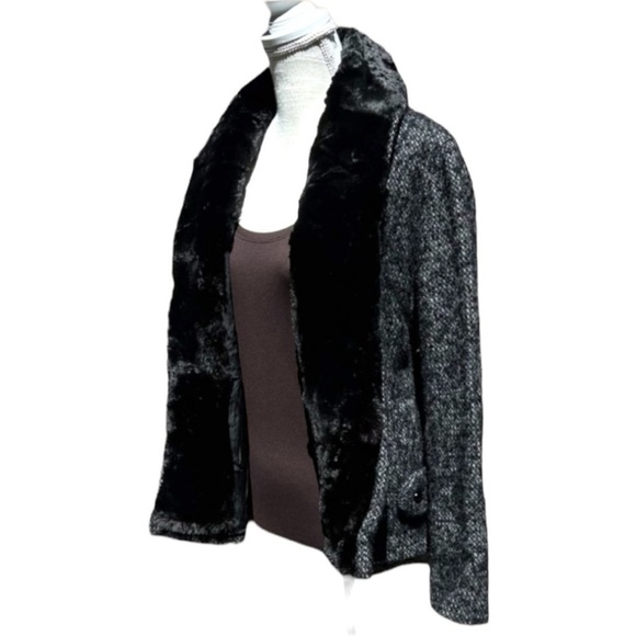 🌻VINTAGE Nan Duskin of Philadelphia Tweed Jacket with Rabbit Fur Trim Size M - Picture 5 of 11